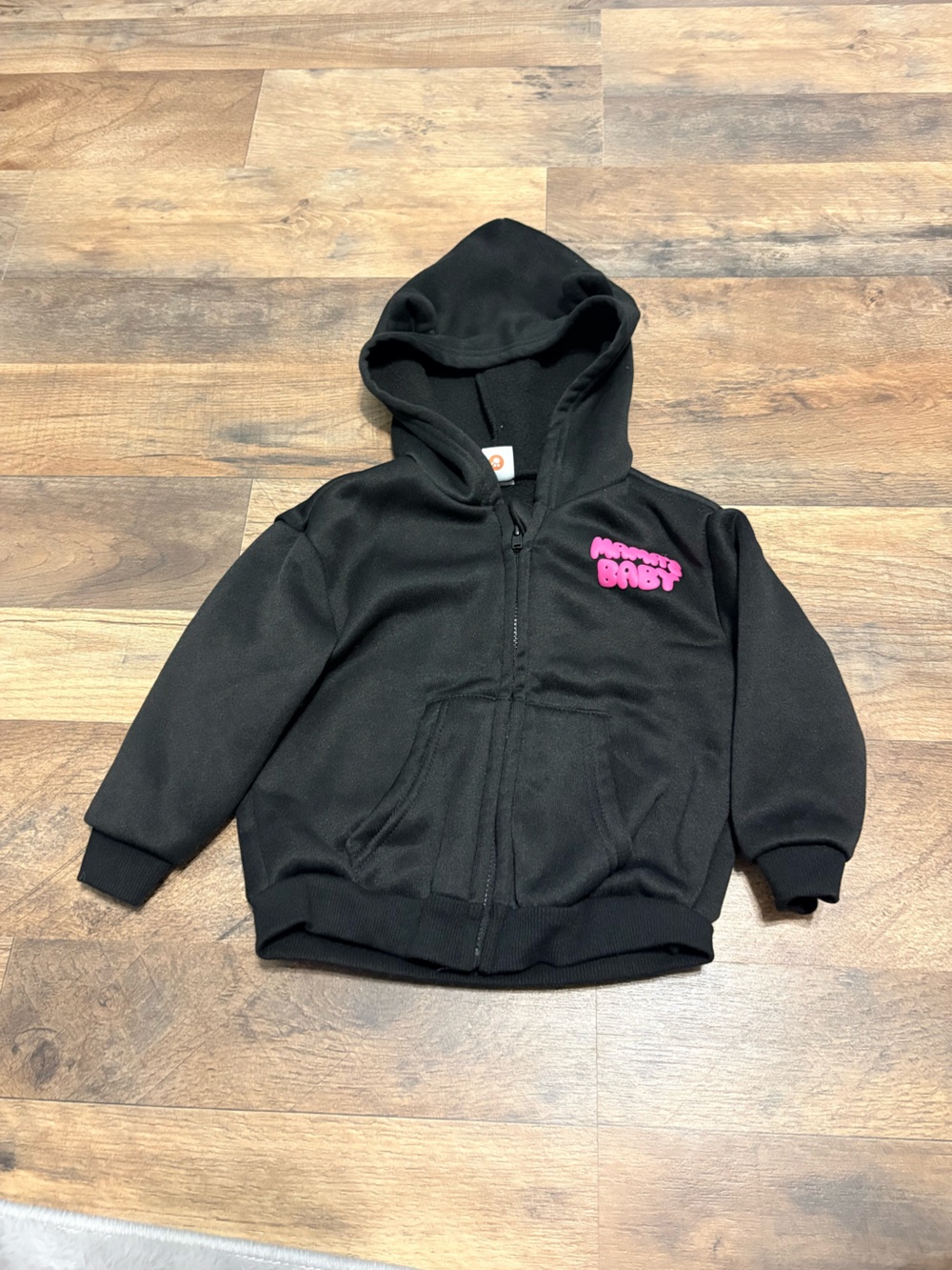 Cozy Pixies Mama’s Baby Black Zip Hoodie Toddler 12-18M Pink Graphic Sweatshirt